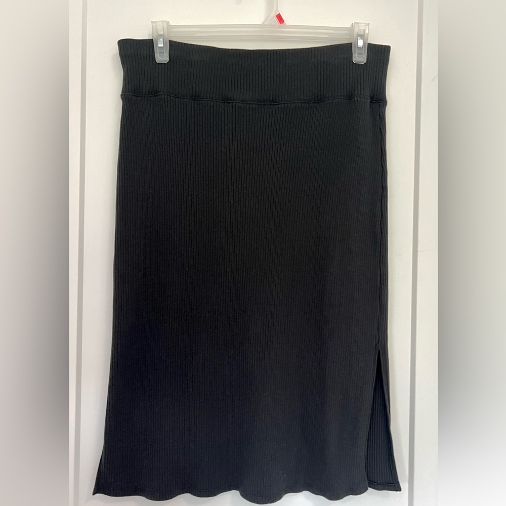 Aerie Black Ribbed High-waisted Pencil Skirt